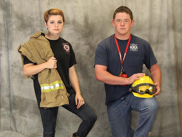 Sydni Bradley and Dylan Parker each serve as volunteer firefighters.