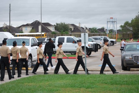 marching out