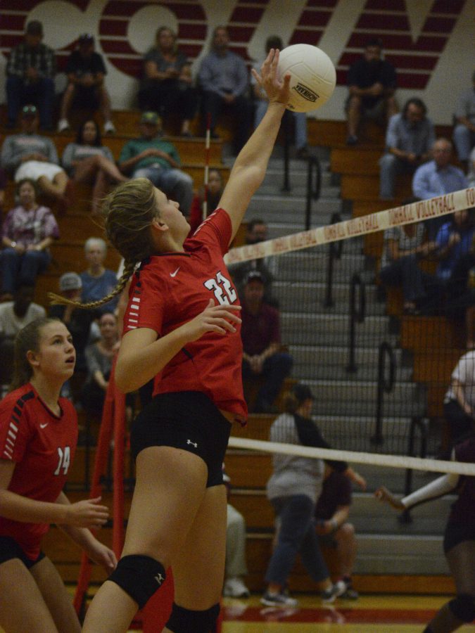 The Cougar volleyball team improved to 22-9, 6-1 in district, with a pair of wins last week.