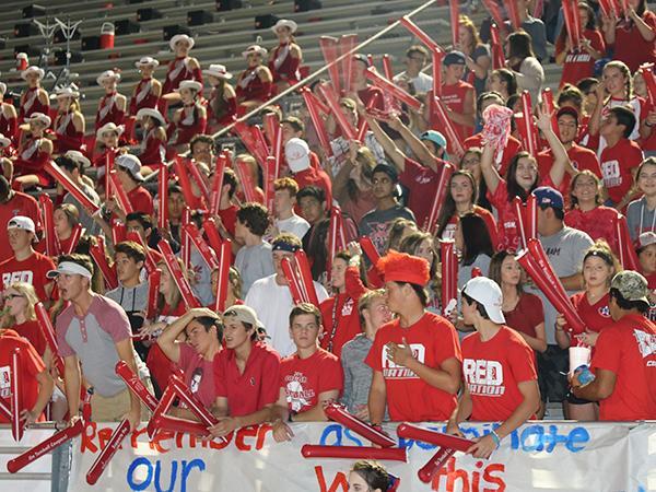 Student section supporting the fball team