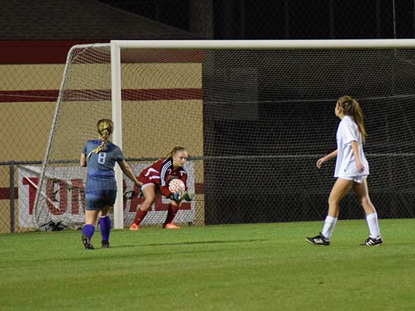 Caruso saving the day by keeping the ball from getting into the net!