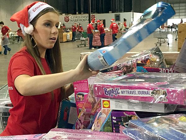 Jordyn Power (10) helped Student Council with the holiday food and toy drive. 