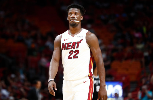 Tomball grad Jimmy Butler spurned the Rockets for the Miami Heat in the off-season and seems happy with his choice. Stock Photo