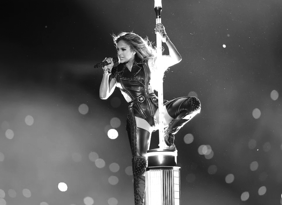 Jennifer Lopez performs at halftime of the Super Bowl