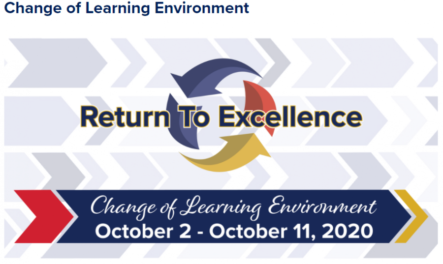 Changes in learning environment open now through Sunday, Oct. 11.