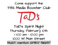 Spirit night tonight at Tads