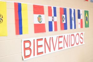 Language hallway welcome sign 