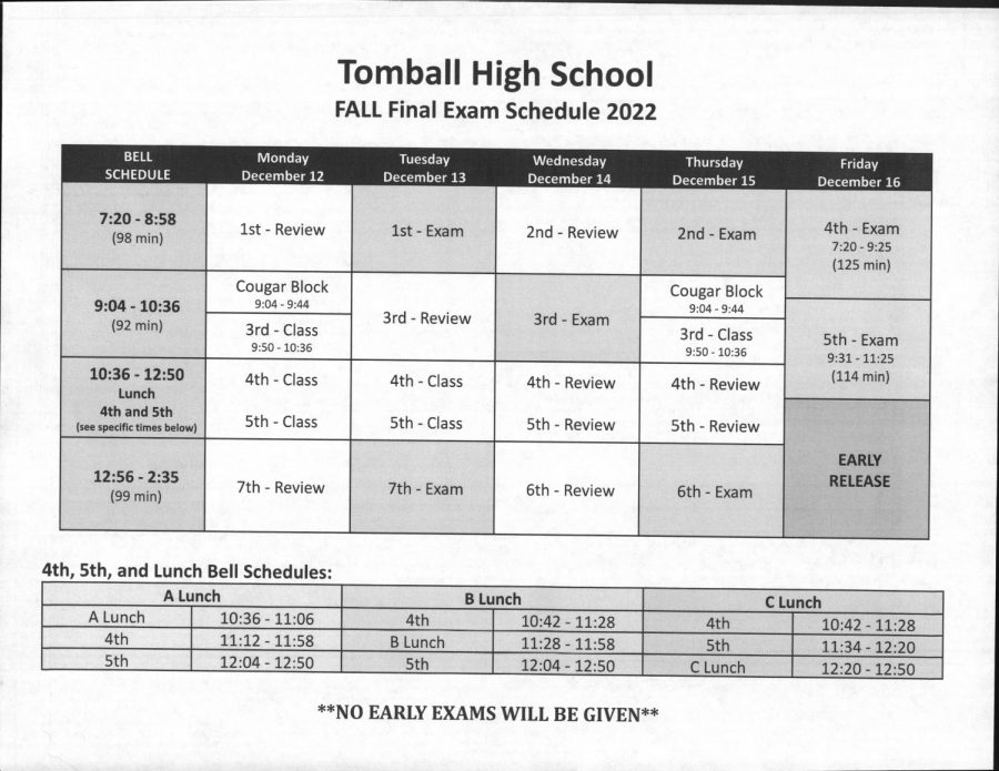 Final review schedule 