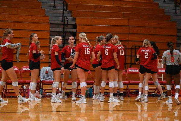 The volleyball team in action recently.
