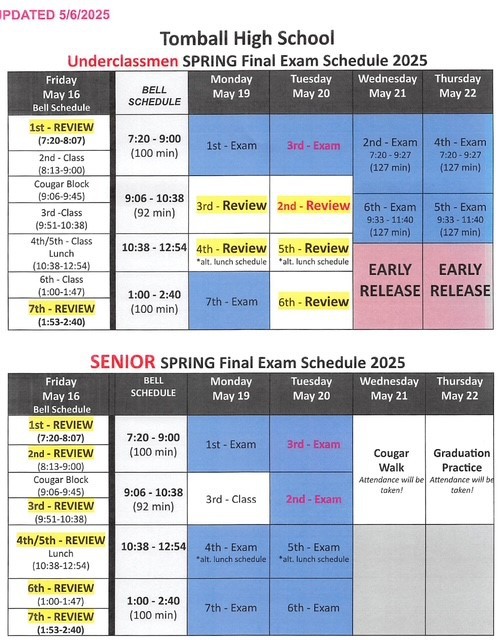 Final exam schedule tweaked, exemption cards coming