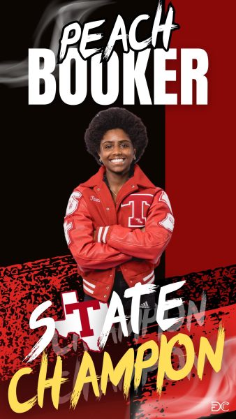 Peach Booker won two state titles, in the 100- and 300-meter hurdles.