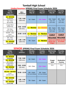 Final Exam schedule